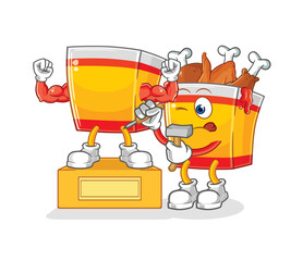 fried chicken sculptor character. cartoon mascot vector