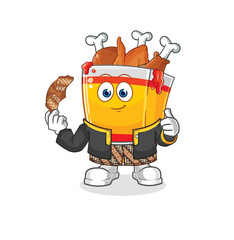 fried chicken Javanese character. cartoon mascot vector