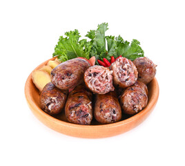 Northeastern Sausage, Riceberry isolated on white background