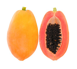 papaya fruit isolated 0n white background