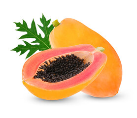 papaya fruit isolated 0n white background