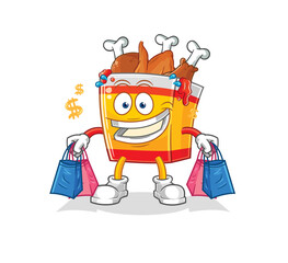 fried chicken shoping mascot. cartoon vector