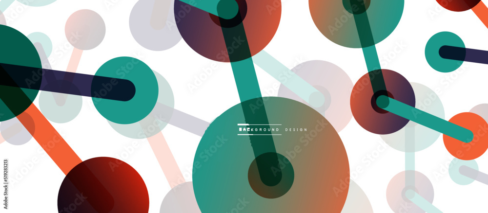 Poster line points connections geometric abstract background. circles connected by lines. trendy techno bus