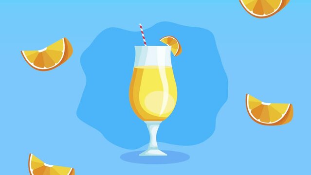 Orange Tropical Cocktail Drink Animation