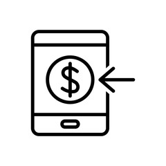 Mobile banking deposit money icon vector graphic illustration