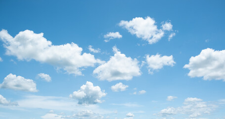 Many small clouds in blue sky.Summer cloudy.White clouds floating in the sky - Powered by Adobe