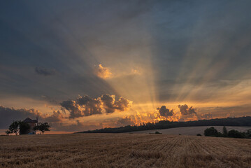 Old, historic windmill in Kunkovice in Moravia at sunrise in summer © Elżbieta Kaps