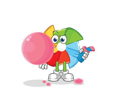 paper windmill baseball pitcher cartoon. cartoon mascot vector