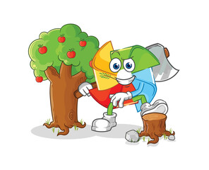 paper windmill builder vector. cartoon character