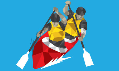 Fototapeta premium Sports silhouette action kayak group set