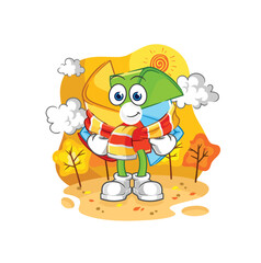 Obraz na płótnie Canvas paper windmill warning shot mascot. cartoon vector