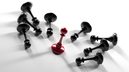 Chess pawn outstanding. Leadership concept. Competitive andvantage