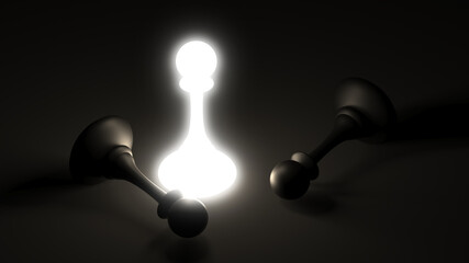 Chess pawn outstanding. Leadership concept. Competitive andvantage