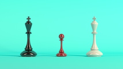 Chess pawn outstanding. Leadership concept. Competitive andvantage