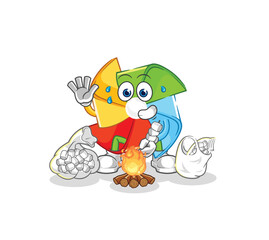 paper windmill with fireworks mascot. cartoon vector