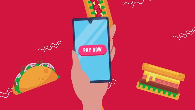 fast food pattern with smartphone animation