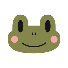 Cute frog face, cartoon style. Kawaii childish character. Trendy modern vector illustration isolated on white background, hand drawn, flat