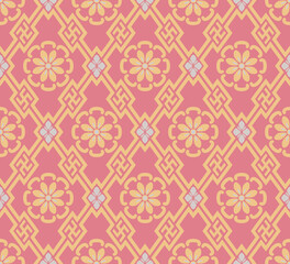 Japanese Luxury Flower Diamond Motif Vector Seamless Pattern
