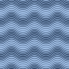 Japanese Ocean Wave Line Vector Seamless Pattern