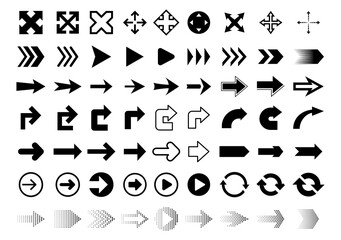 Set of pointer arrows. Collection of different arrows for web design mobile applications. Vector illustration