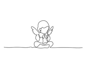 Angel. Continuous line art drawing vector illustration.