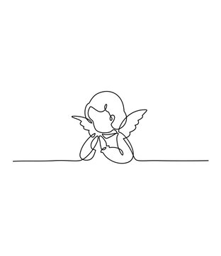 Angel. Continuous line art drawing vector illustration.
