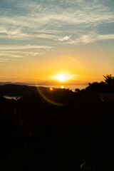 加太休暇村から見る淡路島に沈む夕日	