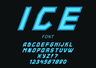 ice vector font modern typography. Winter alphabet trend style. Typeface for t shirt, animation, printing, decoration, video, poster, book. 10 eps