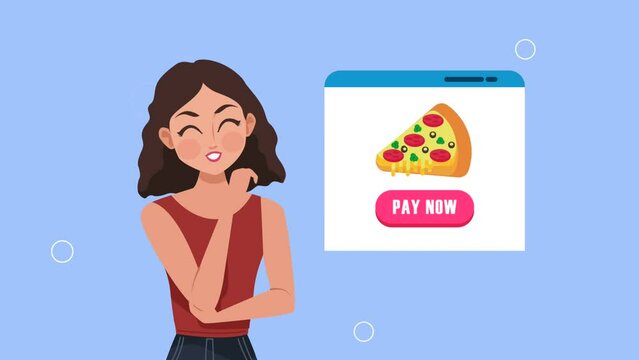 woman with pizza in webpage template