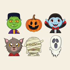 Halloween cartoon emoji vector art