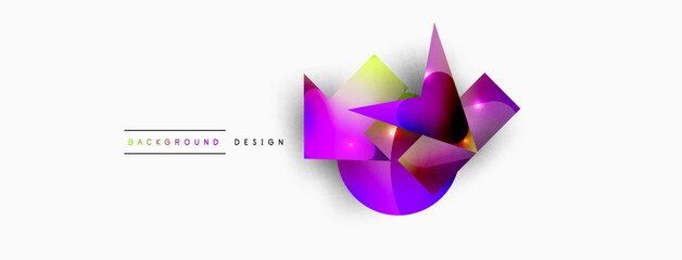 Dynamic composition, shiny geometric shapes abstract background. Trendy techno business template for wallpaper, banner, background or landing