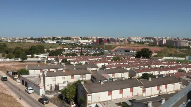 Bairro Padre Cruz, located in Carnide, Lisbon, is the largest social neighborhood on the Iberian peninsula. Image seen from above to the roofs still made of lusalite.