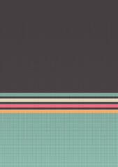 Fototapeta premium Retro background with stripes and halftone dots texture in 1970s style. Vintage template for cover or banner. Vector illustration in retro colors.