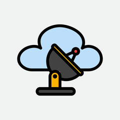Satellite dish icon in filled line style about cloud computing, use for website mobile app presentation