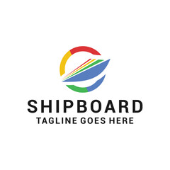 ship boat Colorful Design vector emblem graphic