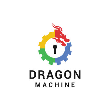 Dragon Colorful machine Design vector emblem graphic
