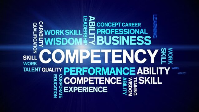 Competency Animated tag word cloud;text design animation kinetic typography seamless loop.