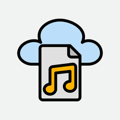 Music icon in filled line style about cloud computing, use for website mobile app presentation