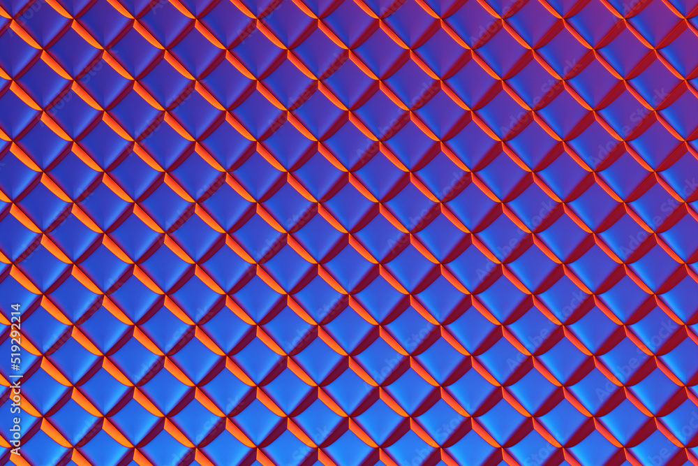 Poster 3d rendering. blue and pink pattern of cubes of different shapes. minimalistic pattern of simple sha