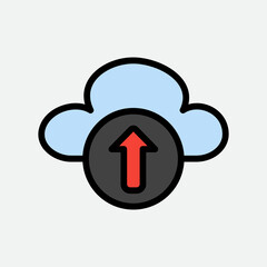 Upload icon in filled line style about cloud computing, use for website mobile app presentation