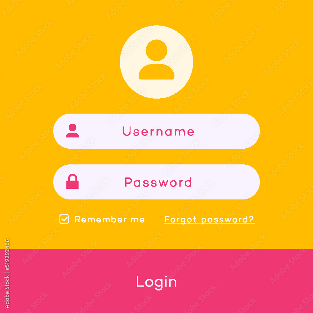 Canvas Prints login form page template on flat style background for online registration, app development, smartpho