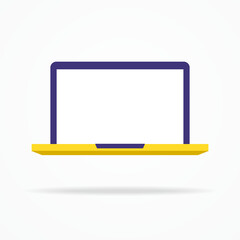 Vector laptop template flat style isolated on white background. Notebook with blank screen. Computer icon. 10 eps