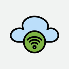 Wifi icon in filled line style about cloud computing, use for website mobile app presentation