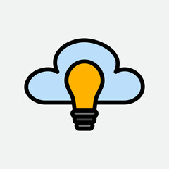 Idea bulb icon in filled line style about cloud computing, use for website mobile app presentation