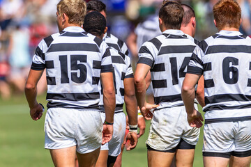 Rugby Game Players Close-Up Rear Behind Team Sport