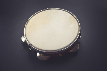 Brazilian tambourine isolated on black background