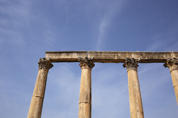 The ancient city of Jerash in the morning in February, Jordan
