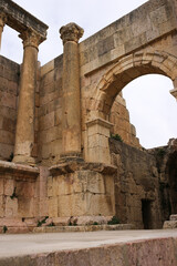 The ancient city of Jerash in the morning in February, Jordan
