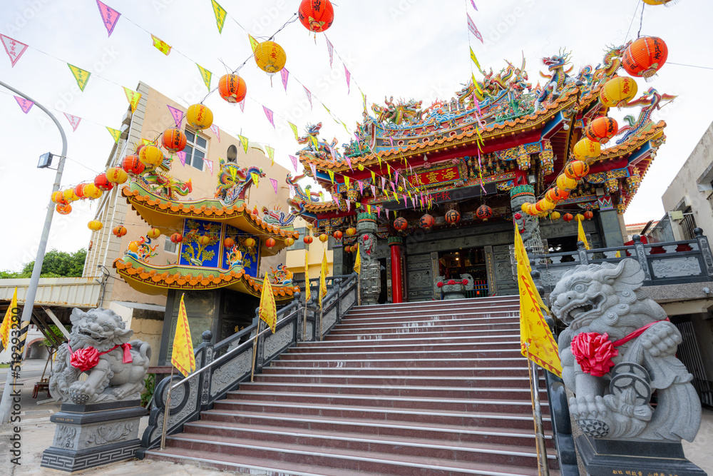 Wall mural zhuwan dayi temple in penghu of taiwan