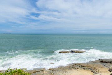 Beautiful sand beach with blue sky